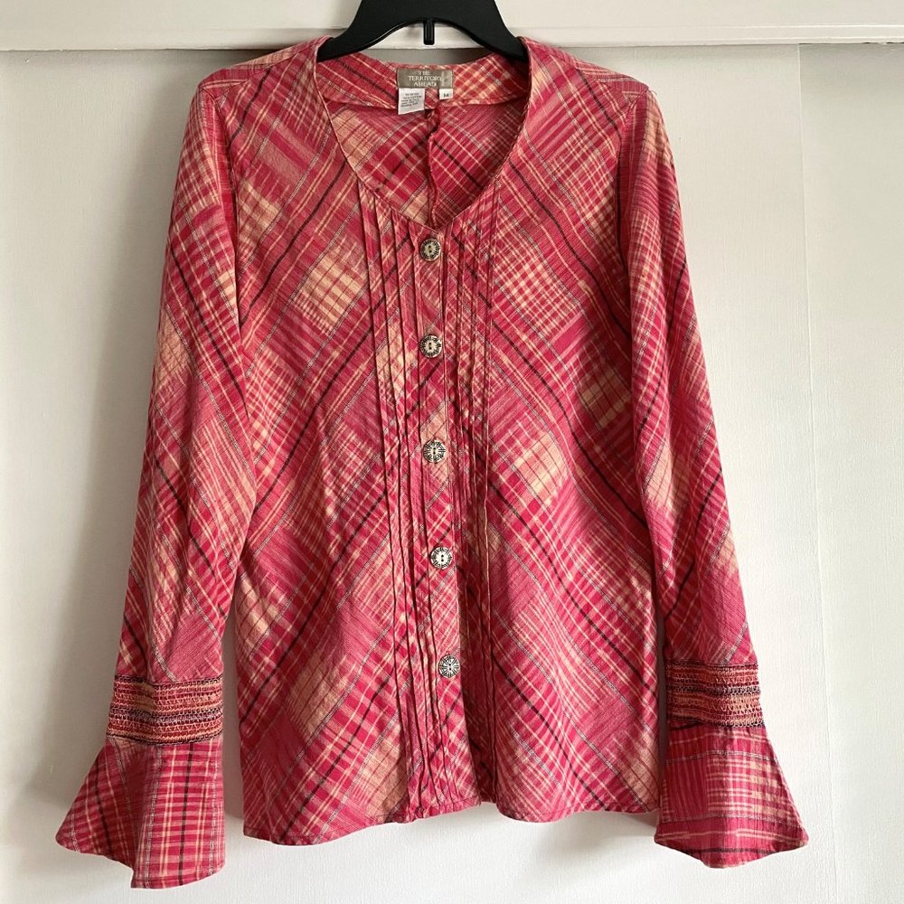 The Territory Ahead Red Plaid Button-Up Blouse